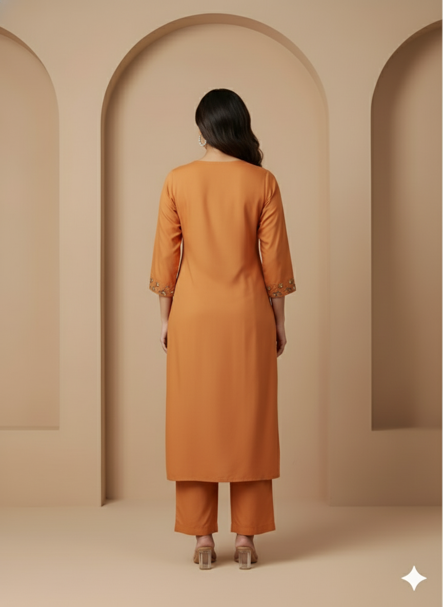 Cotton Floral Embroidery 2 - Piece Set