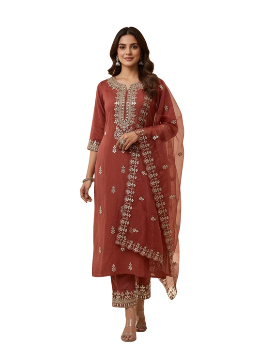 Designer Gota Patti Kurti Pant with Dupatta Set