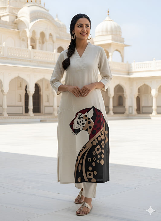 Pure Khadi Cotton Kurti with Pants